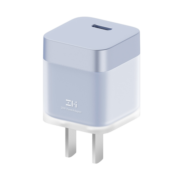 ZMI氮化镓GaN迷你20W充电器PD快充Type-C水晶充电头适用于苹果iPhone14/13 Pro Max/12/iPad等 A01蓝