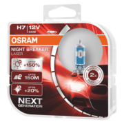 欧司朗(OSRAM)汽车灯泡  大灯近光灯远光灯卤素灯 新一代激光夜行者H7   12V 55W 【增亮150% 2支装】