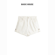 Basic House/百家好设计感小个子热裤2023夏季新款高腰牛仔短裤女