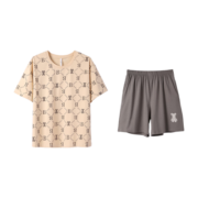 安之伴【23新品】情侣睡衣男女款夏季清爽透气可外穿宽松版家居服套装 杏黄-女 S