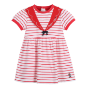 Teenie Weenie Kids小熊童装女婴童2022年夏季条纹海军风连衣裙 红色 90cm