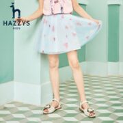 HAZZYS 哈吉斯 中大童印花百褶裙