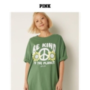维多利亚的秘密 PINK棉质圆领宽松短袖T恤上衣