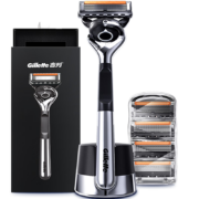 PLUS会员：Gillette 吉列 锋隐5致顺挚爱礼盒（1刀架5刀头+磁力底+ 刮胡刀手动5层+赠洁面乳20g*2+赠剃须泡50g*2）