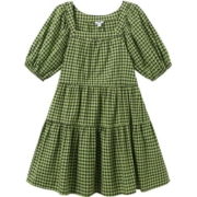 森马连衣裙时髦女泡泡袖方领公主裙2022夏新款温柔女生裙子娃娃裙