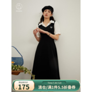 DUSHU 独束 女士大码学院风假两件连衣裙
