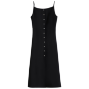 范思蓝恩23FS12463南法度假感吊带连衣裙2023夏新款修身收腰裙子 黑色 S