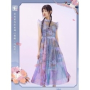 Meters bonwe 美特斯邦威 [1件3折价:104.7,可叠加199减30]美特斯·邦威白蛇传雪纺连衣裙女夏季中长裙子