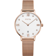 飞亚达（FIYTA）手表女 卓雅系列石英锆石字钉白盘米兰编织带时尚 七夕礼盒送女友