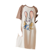 果壳（Gukoo）疯狂动物城睡衣女夏兔子睡裙大码宽松可外穿家居服B 核桃卡 M