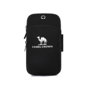 骆驼 CAMEL 户外男女款运动手臂包 双袋容纳男女手臂包 8W3AMOT004/黑色