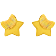 周大福 情人节礼物 星星足金黄金耳钉(工费120) 约1.2克 EOF58