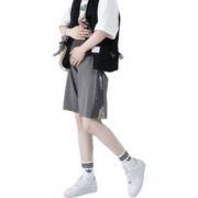 婧麒（JOYNCLEON）孕妇防晒衣套装薄款冰丝凉感防晒服外套托腹防晒裤两件套防紫外线 冰山极地灰套装 M
