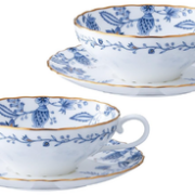 国内850元！Noritake 则武 BLUE SORRENTINO 骨瓷杯碟套组 180ml*2组装 ‎P58043A/4562  含税直邮到手￥341.14