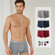 Nautica Underwear 诺帝卡 男士40S纯棉平角内裤3条装 多色