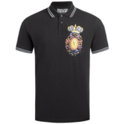 范思哲Versace Jeans Couture礼物 男装 男士印花POLO衫 黑色 L