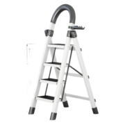神气椅（SHEN QI YI）家用折叠梯安全步梯人字楼梯便携伸缩折叠梯两用室内梯子 加厚白色四步梯