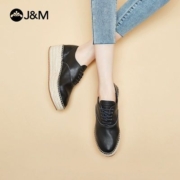 J&M快乐玛丽坡跟鞋女厚底增高不累脚舒适小香风女士单鞋