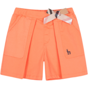哈吉斯（HAZZYS）品牌童装女童短裤夏季新品中大童宽松简约复古休闲裤 浅橙色 160cm