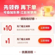 限部分用户：京东 领1元无门槛白条支付券