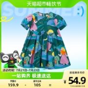迷你巴拉巴拉 连衣裙2022夏装新款女童透气吸汗纯棉艺术宽松裙子
