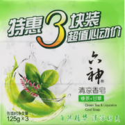 概率券：六神【家庭3块装】绿茶甘草香皂125g*3