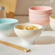 釉下彩，陶典 窑变釉工艺高脚饭碗 4.5英寸*4个 多色