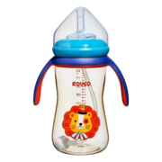 日康（rikang）吸管奶瓶 1岁以上带重力球宽口奶瓶 PPSU带手柄300ml N1062 黄色