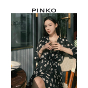 Pinko 品高 2023新款印花V领长袖连衣裙 101262A0OF