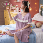 雪俐 夏季睡裙女 短袖薄款 睡衣