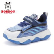 巴布豆（BOBDOG）童鞋软底透气老爹鞋2023夏季新款男童单网儿童运动鞋女 深宝蓝/蔚蓝 26码内长16.9cm