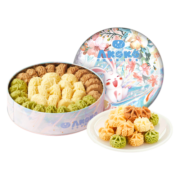 AKOKO经典小花抹茶曲奇饼干送女友礼物进口黄油好吃休闲零食大礼包礼盒 经典三拼280g