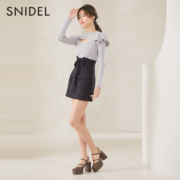 亚马逊销冠！SNIDEL 2023春夏新品女式荷叶边镂空针织衫 SWNT231143