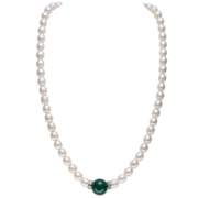 京润静心配红玛瑙白色小米珠淡水珍珠项链妈妈款7-8mm45cm