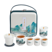 南山先生 茶具套装陶瓷便携茶具中式功夫茶具千里江山旅行茶具 千里江山旅行装（小旅箱款）