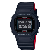 卡西欧（CASIO）手表G-SHOCK系列黑红方块防水复古运动方形手表男情人节送礼推荐 DW-5600HR-1