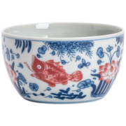 苏氏陶瓷（SUSHI CERAMICS）功夫茶杯-国潮青花釉红鲤鱼个人杯品茗杯礼盒装