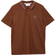 杰克·琼斯（JACK&JONES）春夏polo衫男士顺滑面料条翻领纹字母刺绣polo衫男士短袖 E10深棕色 175/96A/M