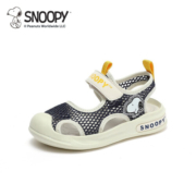 SNOOPY史努比童鞋儿童凉鞋夏男童网布透气机能鞋小童软底沙滩鞋 深蓝米 30码内长约189mm