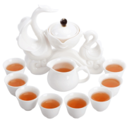 苏氏陶瓷（SUSHI CERAMICS）羊脂玉懒人茶具套装 中国白瓷功夫茶具自动泡茶具天鹅网红款