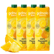 果满乐乐（gomolo）地中海塞浦路斯进口 100%菠萝汁 大瓶装纯果汁饮料 1升*4瓶