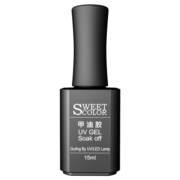Sweet Color 甲油胶纯黑色神秘黑15ml 光疗胶 需灯烤快干持久美甲初学者