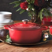 法国进口，Le Creuset 酷彩 双耳白珐琅铸铁锅S级海鲜微压锅30cm