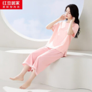 Hodohome 红豆居家 男女款3A抑菌纯棉短袖家居服套装 C3-31/32