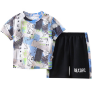 真维斯（Jeanswest）真维斯儿童短袖夏季运动套装篮球服男女童中大童速干篮球衣 套装蓝科技 100cm