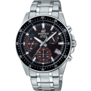 卡西欧（CASIO）全国联保男表商务休闲EFV-540钢带皮带防水三眼石英指针日历手表 EFV-540D-1A(银色钢带款)