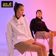 Jack Wolfskin狼爪连帽卫衣男女同款新款户外运动上衣时尚舒适透气长袖5721231 5721231-6000/黑色/尺码偏小 M  180/100A
