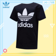 Adidas阿迪达斯官网男女夏儿童8岁以上青少年三叶草运动T恤棉质吸汗透气 青少年黑色三叶草 164码 建议身高165左右