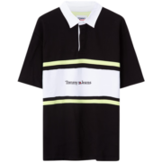 TOMMY HILFIGER23新款春夏男装纯棉潮流拼色刺绣字母宽松短袖POLO衫16222 黑白拼色BDS M