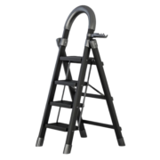 神气椅（SHEN QI YI）家用折叠梯安全步梯人字楼梯便携伸缩折叠梯两用室内梯子 加厚黑色四步梯